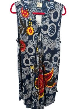Exist Navy Sleeveless Dress w/ Red & Yellow Floral Accents RT $50